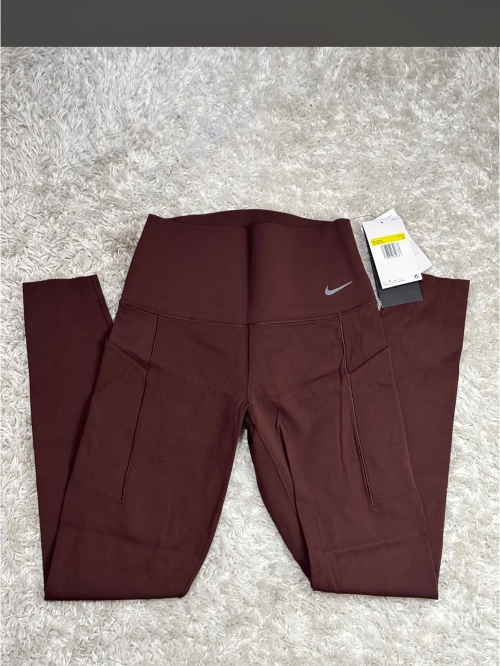 Nike Brown Burgundy High-Rise Pocket Training Leggings